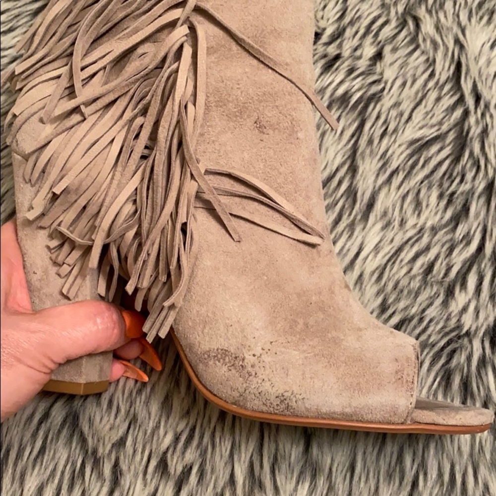 Steve Madden Fringed Suede Open Toe Bootie - image 5